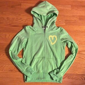 PINK Victoria's Secret Lime Green Hoodie with Heart